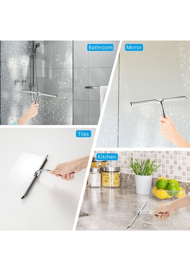 Tenfowee Fitfirst Çok Amaçlı Silikon Pencere Ve Duş Squeegee, 10 İnç Cam Sileceği, 3m Yapışkanlı Kancalı Diğer