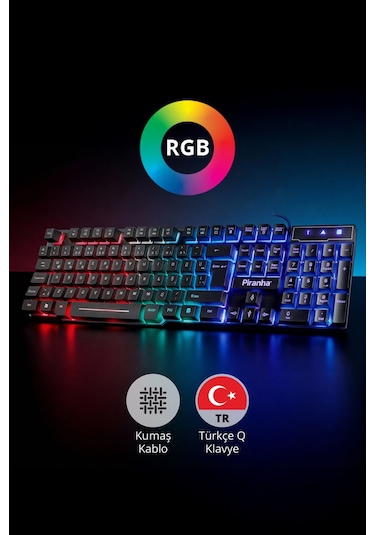 2345 Usb Kablolu 7 Renk Led Işıklı Gaming Q Klavye