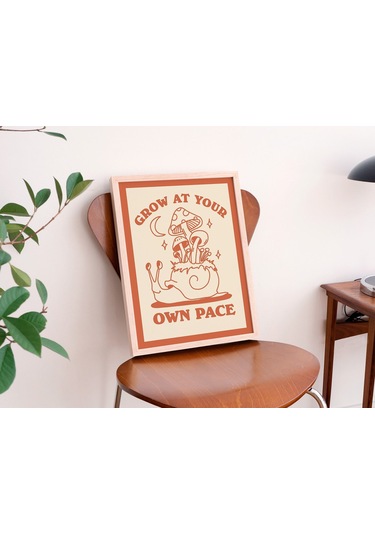 Retro Salyangoz Poster, Olumlu Alıntı Sanatı, Mantar Sanat Eseri, Sınıf Posteri