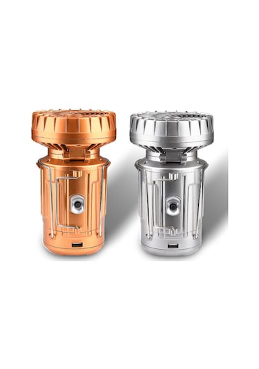 Padalink 3 Lü Fonksiyonel Kamp Feneri, Fan Ve Güneş Enerjisi Şarjlı Taşınabilir Outdoor Aydınlatma Gümüş