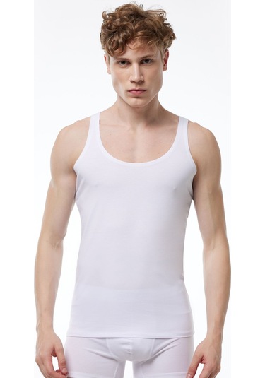 Malabadi Erkek 3 Adet Beyaz İnce Askılı İz Yapmayan Modal Atlet 013 3m013