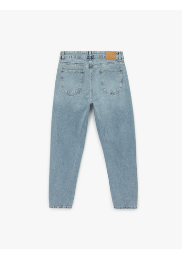 Koton Normal Bel Pamuklu Vintage Straight Fit Jean Pantolon Orta İndigo 6wam40018ıd İndigo