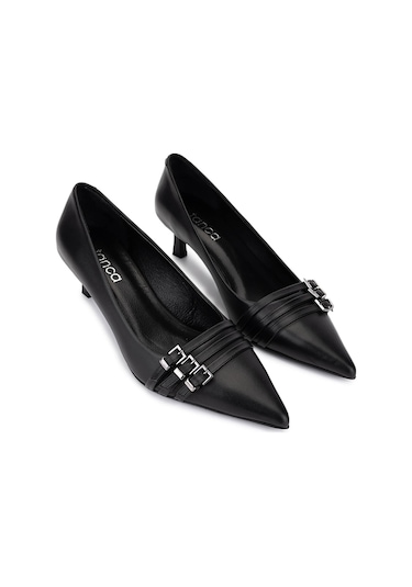 Tamer Tanca Kadın Hakiki Deri Siyah Deri Topuklu Ayakkabı 1160 26553 Bn Ayk Sk25-26 Sıyah Dr Siyah