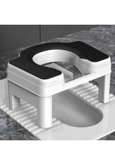 Suntek Tuvalet Taburesi Taşınabilir Kaymaz 18,5cm-beyaz-siyah