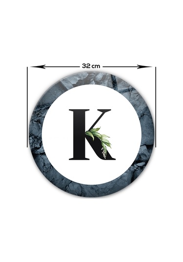 Decorita Cam Kesme Tahtası - Cam Kesme Tablası - Harfli Tasarım K Çap 32 CM