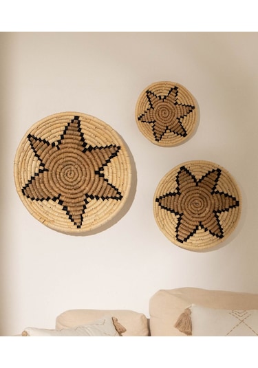 Meander Natural Bambu Afrikan El Yapımı Yıldız Duvar Tabağı Dekoru 8820 Natural-35 X 7 Diğer