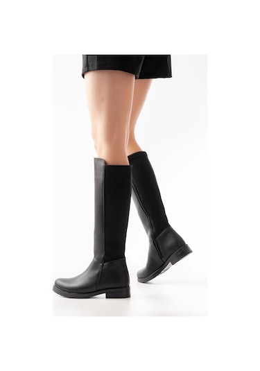 165-305 Siyah Arka Streç Fermuarlı Günlük Kadın Çizme Resimdeki Renk