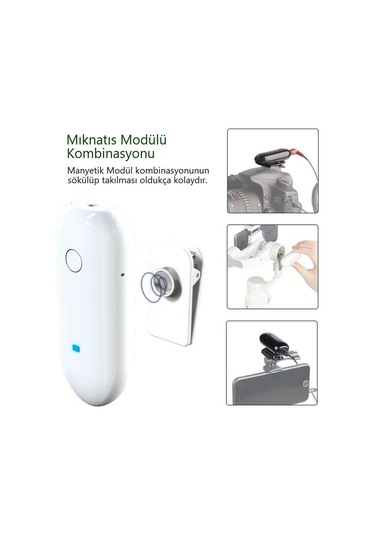 Lensgo 318C Beyaz Kablosuz Tekli Yaka Mikrofonu Seti