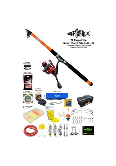 Fishack 23 Parça Elite Sazan Carp Olta Seti Xl - 3.60mt / 100-300gr