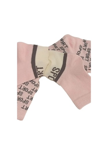 Kız Bebek Pembe Asorti Yazı Detaylı Pamuklu Mevsimlik 3'lü Set Soket Çorap Pembe