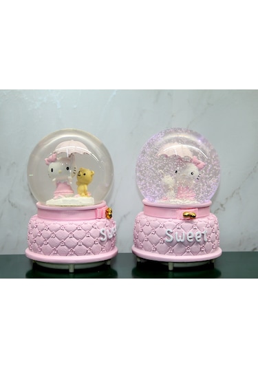 Larimar Hello Kitty İçi Dönmeli Püskürtmeli Işıklı Müzikli Kar Küresi Büyük Boy Model 1 - 9012315617171lmr