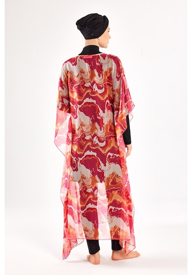 Adasea Uv Korumalı Mayo Üzerine Tek Pareo Kaftan 1704 Fuşya Fuşya