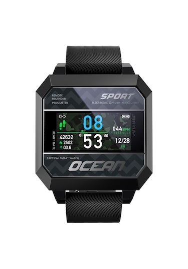 Geeroyoo Ocean 2 Akıllı Spor Saati - 0.96" Tft Dokunmatik Ekran, Uyku/nabız/kan Basıncı İzleme, Çoklu Spor Modu, Bildirimler, Android/ios Desteği - Siyah
