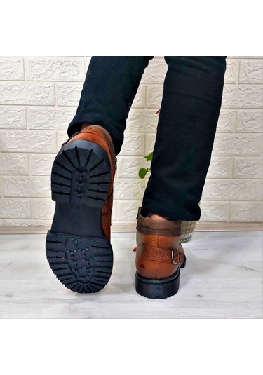 M.p 4201 Taba Hakiki Deri Fermuarlı Bağacaklı Fuspetli Erkek Bot 001