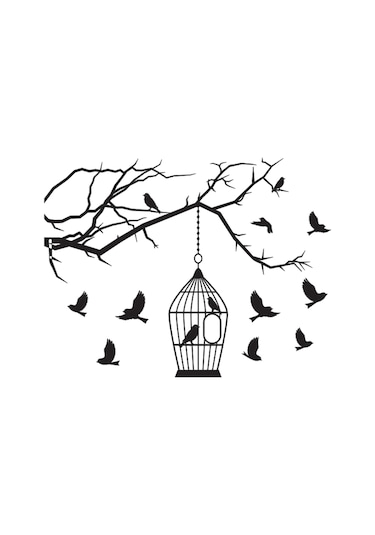 Folyo Sticker Kuş Kafesi Adkpquy766 90 Cm Uzunluk Siyah