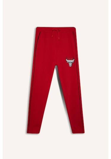 DeFactoFit NBA Chicago Bulls Kalın Jogger Eşofman Altı Standart Fit Cepli Beli Bağcıklı D6564AX25SPBR244
