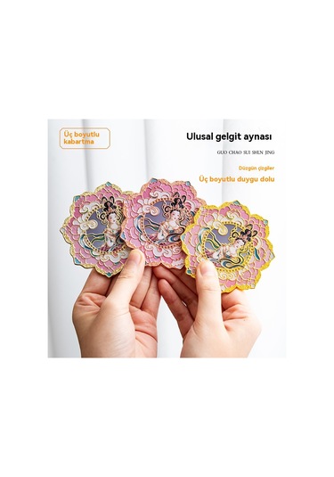 Aurora Taşınabiler Ayna Metal Çin Tarzıhatıra Hediyesi Taşın Edilse Kücük Ayna Pembe