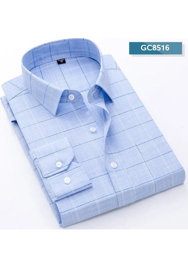 Snapbuy 2024 Erkek Slim Fit Baskılı Gömlek Uzun Kollu Rahat İş Elbiseblack Black