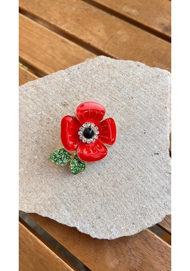 Kırmızı Çiçek Broş Çok Renkli