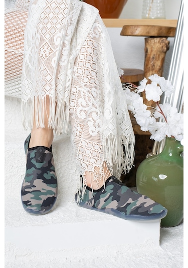 Unisex Deniz Sandaleti Kaymaz Taban Çok Amaçlı Şık Plaj Yüzme Deniz Havuz Rafting Patiği 150 Haki-kamuflaj