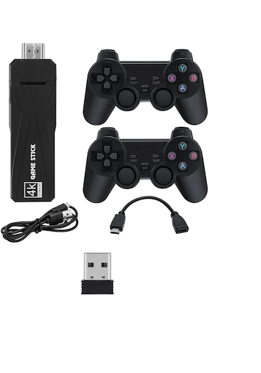 Winex GT65 10000 Oyun 64 GB 4K Android TV Stick Retro Game Konsol Siyah