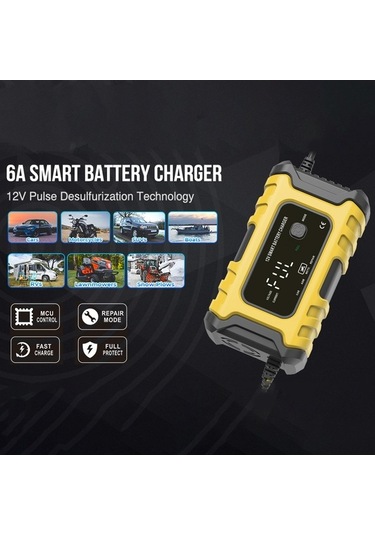 12v 6a Akıllı Motosiklet Akü Şarj Cihazı - Tam Otomatik, Taşınabilir Ve Çok Fonksiyonlu