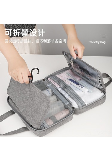 Yifomall Erkekler İçin Sulu-kuru Bölmeli Su Geçirmez Katlanabilir Seyahat Tuvaleti Çantası - Gri Kosmetik Organizatörü