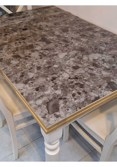 Kalın Pvc Masa Koruyucu 1.2 Mm Mika Örtü, 80 Cm En, Mermer Desen 32pvc-mrm8 Gri