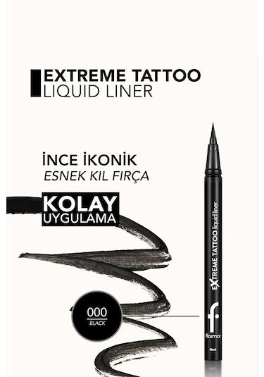 Extreme Tattoo Yüksek Pigmentli & Mat Bitişli Akmayan Likit Göz Kalemi 001 Black