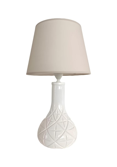 Gina Beyaz Cam Abajur Beyaz
