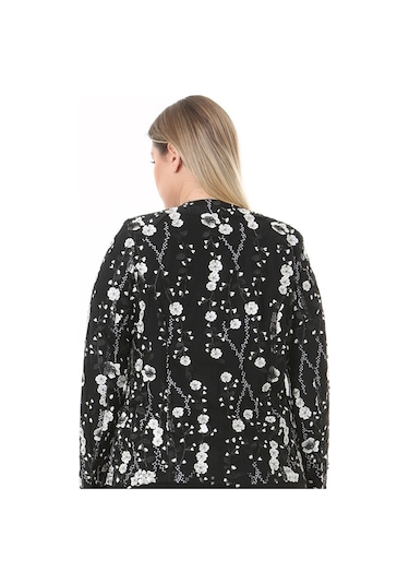 Ladies First Büyük Beden 3904 Siyah Ceket + Bluz Takım 001