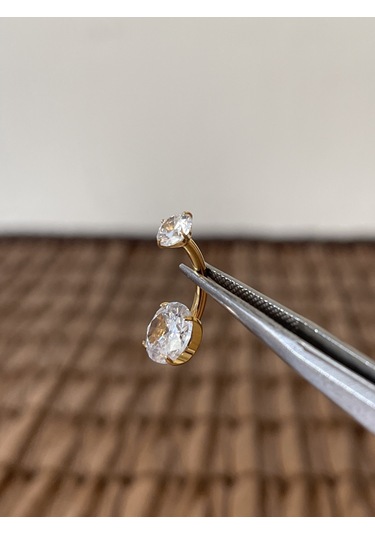 Yüksek Kalite G23 Titanium Parlak Zirkon Taşlı Titanyum Göbek Piercingi Taş 10mm DUMMY 236120349 429