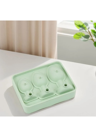 Vkemall Yeşil-bej İki Parça Silikon Buz Kübü Kalıbı, Kapaklı Whisky Buzluğa Çevirici, Hızlı Donma Ve Temizlenmesi Kolay Çok Renkli