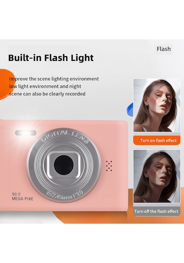 1080p Dijital Kamera Video 50mp Fotoğraf Çift Lens 2.4 İnç Ekran 8x Zoom