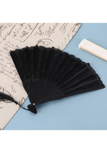 Springsun Bambu Kollu Siyah Dokuma Katlı Klipsli Plevne - Dans Propsu, Ev Dekoru, Yüksek Kaliteli Fırça