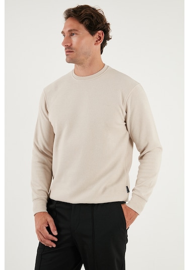 Buratti Slim Fit Bisiklet Yaka Pamuklu Erkek Kazak 456201 Bej