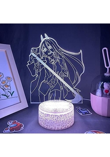 Szypzstore Testere Adam Anime 3d Erkek Için Gece Lambası 16 Renk Kız Odası Dekoru Illusion Led Lamba Usb Manga Pochita Şekil Uygun Çocuklar Fanlar Yılbaşı Hediyeleri Ldj6k8 Siyah