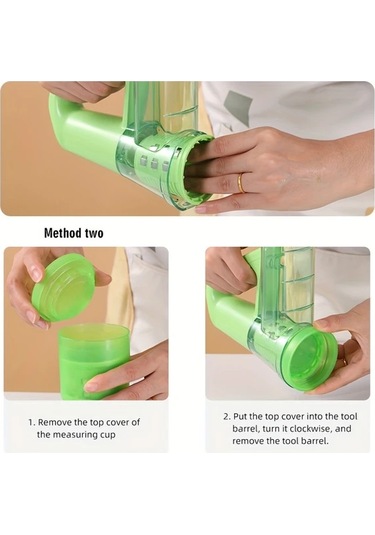 Honeybeeshop Çok Fonksiyonlu Yeşil Elektrikli El Tipi Sebze Doğrayıcı Usb Şarjlı Paslanmaz Çelik Bıçaklar Abs Gövde Patates Dilimleyici Yeşil