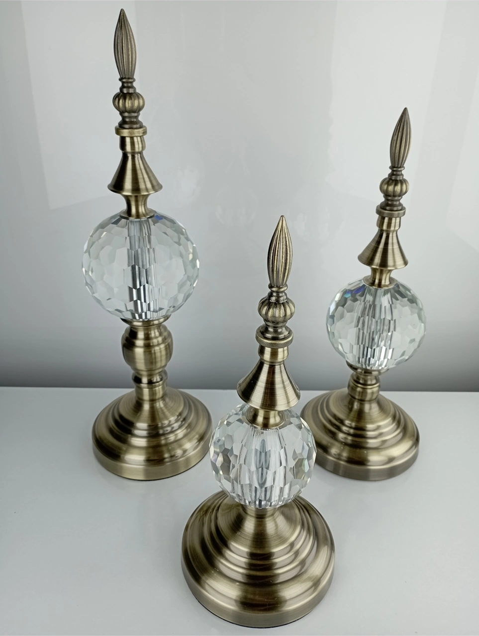 Alm-krşk-esktm Kristal 3lü Metal Dekoratif Obje Biblo Süs Eşya Salon Aksesuar Tv Sehpa Masa Konsol Ofis Salon Dekor