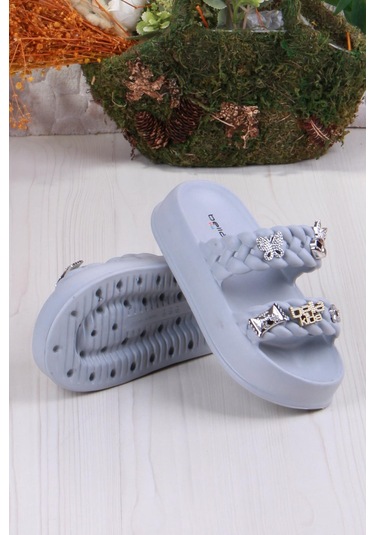 Fort Bella E423 Plaj Deniz Havuz Terliği Hafif Rahat Esnek Kız Çocuk Terlik Gri