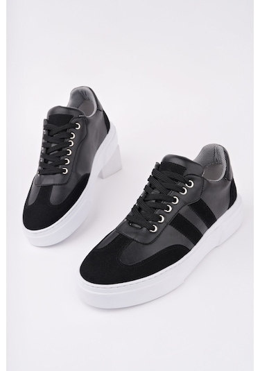 Muggo Logan Kalın Taban Bağcıklı Erkek Günlük Sneaker Spor Ayakkabı Siyah