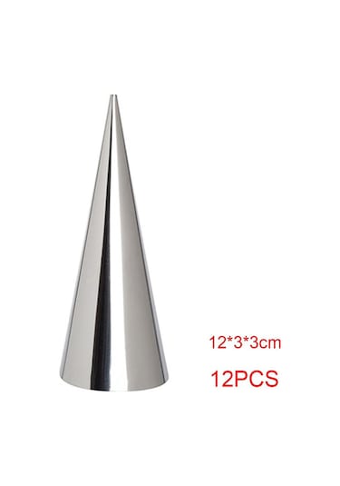 12 Adet Konik Boru Koni Rulo Kalıpları Paslanmaz Çelik Spiral Kruvasan Kalıpları Pasta Kremalı Boynuz Kek 8.7 2.5cm
