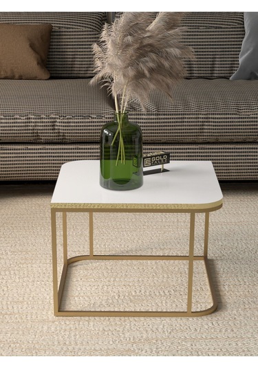 Orta Sehpa Tekli Damla Gold Beyaz Beyaz