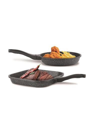 Thermoad Frapan 2'li Tava Seti 28 CM Grill ve 26 CM Gri