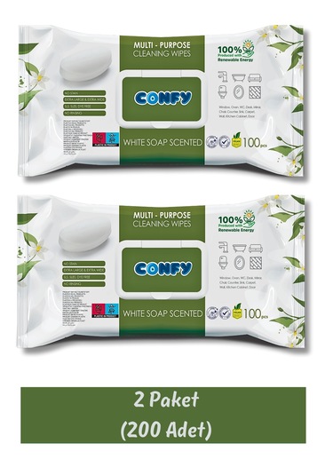 Confy Yüzey Temizlik Havlusu Ve Mendili Beyaz Sabun Kokulu 2'li
