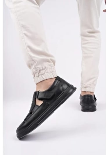 Scoperta Hakiki Deri Günlük Erkek Sandalet Ayakkabı Siyah