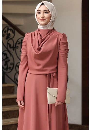 Kardelen Tesettür Elbise Kiremit Kiremit