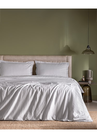 Madame Coco Nicole King Size %100 Pamuk Armürlü Nevresim Takımı - Açık Gri Gri