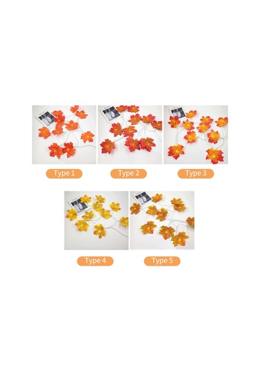 Yifomall Turuncu Akçaağaç Yapraklı 6m 40 Ledlı Batarya İle Çalışan Ip65 Su Geçirmez Bahçe Partisi Dekoratif Işık Zinciri Batarya Dahil Değil Diğer