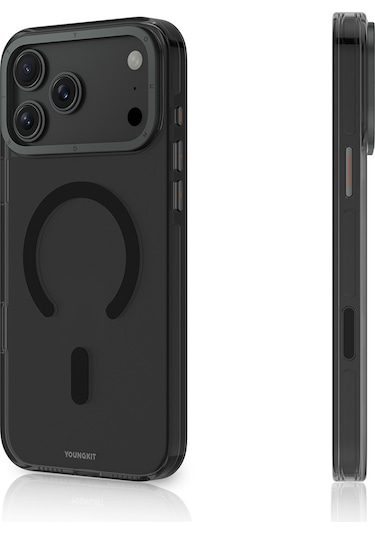 Apple Uyumlu iPhone 17 Pro Max Kılıf M-safe Özellikli Şeffaf Youngkit Crystal Shield Serisi Kapak Siyah Siyah